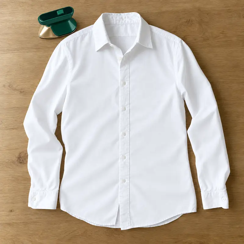 Después: la camisa lisa, con la mini plancha al lado